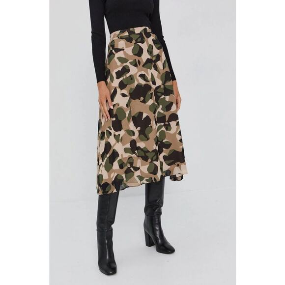 HUGO BOSS Asymmetric-hem skirt in camo graphic-print silk IT 50 / US 14 - Picture 1 of 14